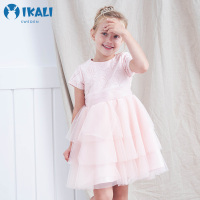 IKALI伊佳林童装20年新春款浅粉色连衣裙仙纱裙雪纺公主气质