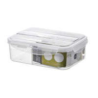 惠洁(huijie)塑料保鲜盒饭盒1.35L塑料内分格长方形保鲜饭盒带勺PY-1223