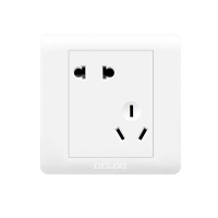 德力西 EA86ZS3 开关插座面板10A斜五孔插座 经典白 (单位:个)
