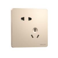 德力西 CD821系列 10A斜五孔插座 香槟金纯平大板 (单位:个)