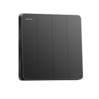 德力西 CD821系列 四联四开双控开关 磨砂黑纯平大板 (单位:个)