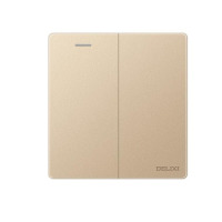 德力西 CD821系列 双开二开单控开关 香槟金纯平大板 (单位:个)