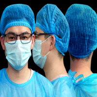AN 一次性使用帽子 未灭菌条形帽 蓝色无纺布卫生手术帽子 医生美容纹绣防尘 100个装