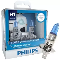 飞利浦(PHILIPS)蓝钻之光H1升级型汽车灯泡大灯近光灯远光灯卤素灯2支装 色温5000K