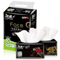 洁柔 抽纸 黑Face系列 三层130抽*3包 中规格 无香面巾纸 餐巾纸 擦手纸 新老包装交替发货