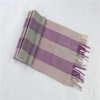GARIMBERTY 恒源祥 纯羊毛围巾SF80 时尚格子纹流苏 女围巾披肩女士秋冬保暖 单个价