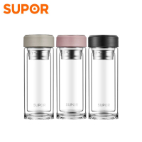 苏泊尔(SUPOR)耐热玻璃杯KC28CV10双层玻璃便携水杯 男女士学生商务办公泡茶杯子不锈钢过滤带盖随手杯健康耐热杯
