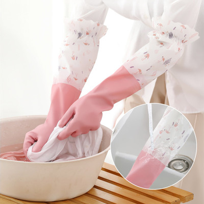 [砳石]洗碗手套厨房耐用型家用防水手套 单层束口加长