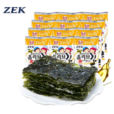 ZEK韩国进口橄榄油味海苔4袋装 12g*3包/袋 紫菜寿司可用儿童辅食海味休闲零食