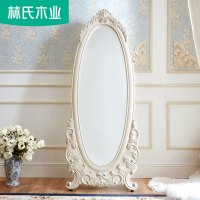 林氏木业全身穿衣镜移动落地大试衣镜子雕花欧式家用卧室KY165H