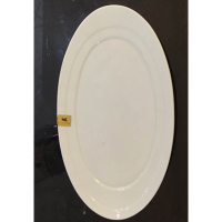 企购优品酒店食堂白色餐具14寸彩虹斜纹椭圆盘