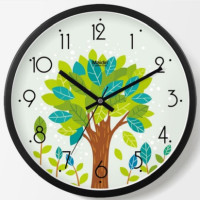 静音环保钟表挂钟客厅卧室时尚创意挂表植树节时钟石英钟B764 金属普通版-黑/白/银色-764 8英寸直径20