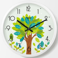 静音环保钟表挂钟客厅卧室时尚创意挂表植树节时钟石英钟B764 金属普通版-白/银色-764 16英寸直径40.5cm