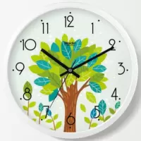 静音环保钟表挂钟客厅卧室时尚创意挂表植树节时钟石英钟B764 金属普通版-白/银色-764 16英寸直径40.5cm