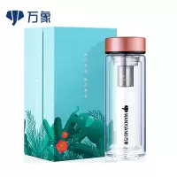 万象双层玻璃杯水杯女可爱茶杯茶水分离便携夏天