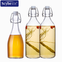 scybe喜碧密封玻璃瓶酿酒瓶红酒瓶橄榄瓶泡酒带盖白酒瓶空瓶油瓶500ml+1100ml*2支