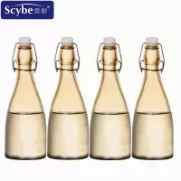 Scybe喜碧 戈雅玻璃瓶350ml酿酒瓶红酒瓶泡酒带盖白酒瓶空瓶子 四只装