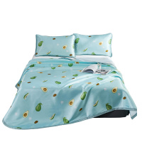 lovo乐蜗家纺网红ins风软席子夏季可水洗凉席双人冰丝凉席三件套1.8m