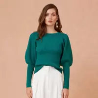 KEEPSAKE 新品女士复古羊腿袖针织衫 翡翠绿