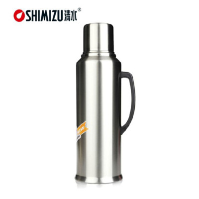清水SM-3261不锈钢保温壶2L玻璃内胆热水瓶 本色