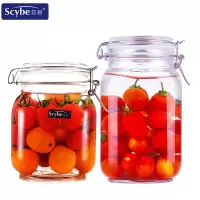 喜碧 斯格系列1.0L+1.5L密封罐玻璃瓶子带盖食品储物罐头家用腌制蜂蜜罐柠檬泡菜坛子 两只装