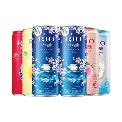 锐澳(RIO)洋酒 鸡尾酒 预调酒 微醺新品系列组合 330ml*6罐(樱花*2+乳酸菌+白桃+柠檬+葡萄)