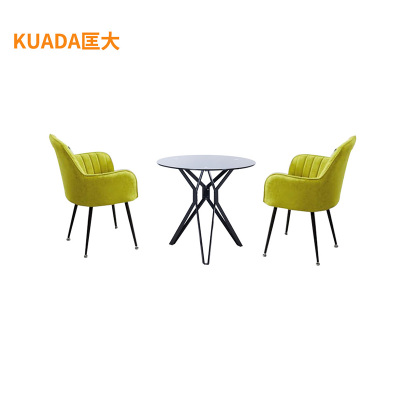 匡大 洽谈桌玻璃圆几休闲桌椅组合1桌2椅 KDYZ-JSD005