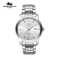 尼诺里拉 商务大气简约型男士钢带石英手表 51008 商务休闲时尚钢带手表日历男士手表 单个价
