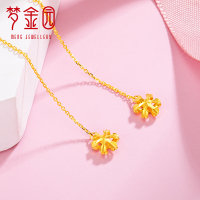梦金园 黄金耳饰 雪绒花足金999车花耳坠5G工艺女 黄金首饰