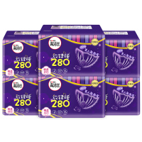 高洁丝经典系列棉柔纤巧放肆睡卫生巾夜用280mm 8片*6包姨妈巾