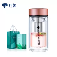 万象双层玻璃杯带滤网耐热女水杯个性潮流便携可爱花茶杯