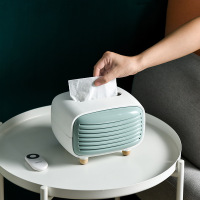 创意收音机纸巾盒塑料ins抽纸盒 广告logo定制客厅纸巾盒 天青蓝