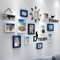 照片墙相框墙组合客厅相框相架5 7 10寸创意欧式相框挂墙 白蓝