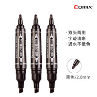 齐心(Comix) KM803 双头油性记号笔 速干 MK803 2.0-6.0mm 大双头 十支装 黑