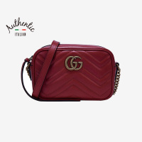 GUCCI/古驰 女士GGMARMONT系列牛皮双G单肩斜挎包448065红色