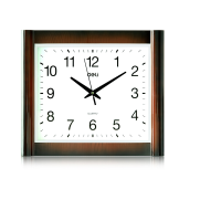 得力(deli)挂钟钟表 客厅挂式静音钟表 9008 古典方形木纹挂钟