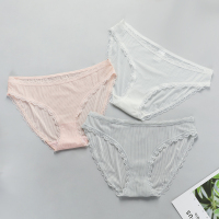 俞兆林内裤女纯棉裆低腰透气少女蕾丝镂空性感日系无痕三角裤