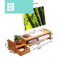 三迪 电脑显示器增高架带抽屉垫高屏幕底座办公室台式桌面收纳置