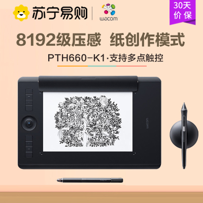 和冠 Wacom 影拓Pro PTH-660/K1数位板 手绘板 8192级压感 电磁压感式 蓝牙/USB2.0 黑