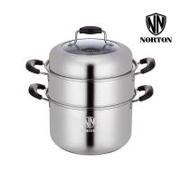 诺顿优特多用蒸锅 不锈钢加厚2层双层蒸笼家用大容量煲汤蒸28cm