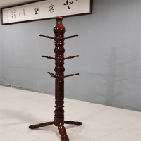 草根堂 定制实木衣架 红木色落地衣架