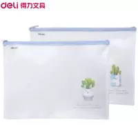 得力(deli)72539印花拉链袋 A4/5个蓝色 透明文件袋防水资料袋 财务票据收纳袋学生文具袋试卷档案袋