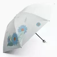 天堂 2020年8骨女士新款全遮光碰击黑胶布三折晴雨伞遮阳伞印花33697E夏日时光