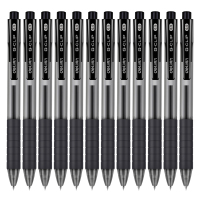 得力(deli)S06中性笔按动黑色水性笔按键水笔0.5mm签字笔(12支装)