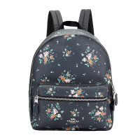 COACH 蔻驰 奢侈品 女士中号藏青色印花皮革双肩包背包 91530 SVF23