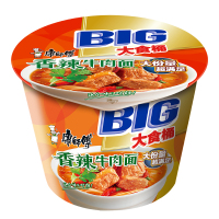康師傅大食桶香辣牛肉面143g*12桶/箱
