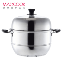 厨(maxcook)蒸锅 不锈钢28CM二层蒸锅高拱盖可视盖 加厚复底汤蒸锅 燃气炉电磁炉通用MCZ964