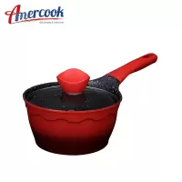 AMERCOOK阿尔菲塔麦饭石奶锅不粘锅宝宝辅食锅18cm平底锅 家用合金热奶锅小汤锅泡面锅 明火电磁炉通用锅具 中国红