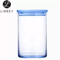 Libbey利比 可叠放幻彩蓝玻璃密封罐密封瓶储物罐奶粉瓶茶叶罐调味罐950ml单支装