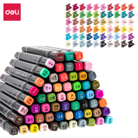 得力 60色方杆双头酒精油性专业马克笔套装 漫画设计绘画彩笔画笔记号笔70800